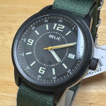 Relic Quartz Watch ZR11945 Unisex 50m Black Steel Green Fabric Date New Battery - £28.37 GBP