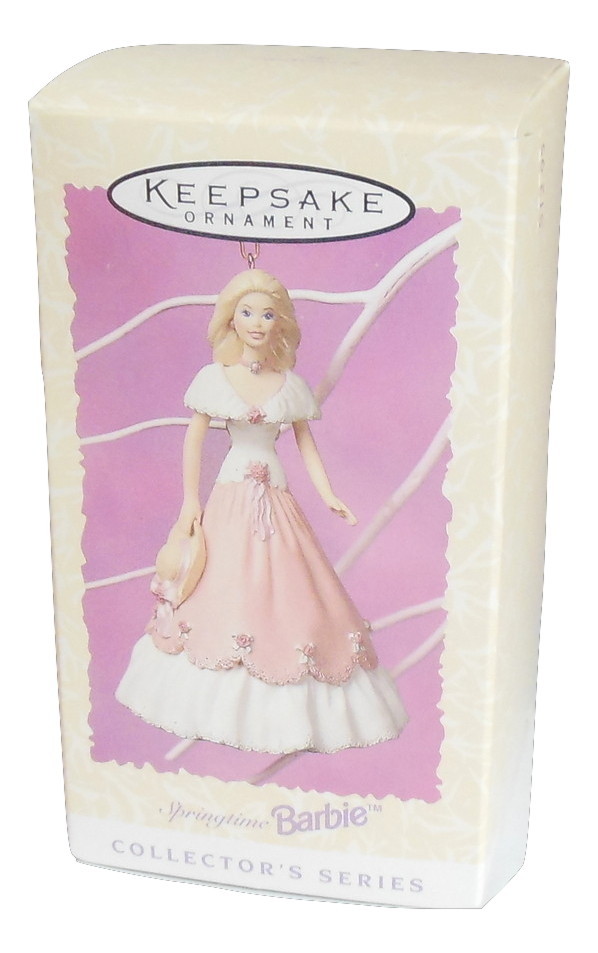Vintage Hallmark Springtime Barbie Doll Ornament Spring Pink Dress QE08642 - $10.95