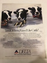 1990 Delta Airlines Tired Of Being Cattle Vintage Print Ad Advertisement... - $7.91
