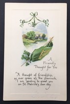 A Friendly Thought For You, St. Patrick&#39;s Day, Gibson Postcard, Flag Shamrock - £3.59 GBP