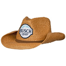 Busch Light Straw Cowboy Hat With Brown Band Brown - £35.57 GBP