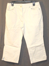 GEOFFREY BEENE JEAN WOMAN SIZE 12 BEIGE CAPRI PANT FLAT FRONT COTTON CLA... - $15.76