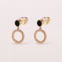 Korean Simple Earrings Black Round Geometric Openwork Circle Stud Earrings For W - £7.91 GBP