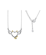 Rhodium-plated silver necklace stars celebrity heart devil zirconia silv... - $89.11 CAD
