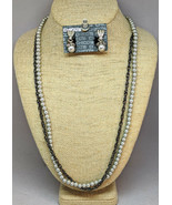 CHICO'S SILVER FAUX PEARLS, RHINESTONE & BLACK GUN METAL Jewelry Set NWOT - $11.29