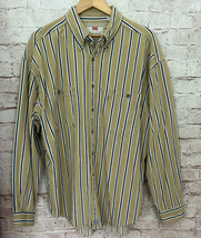 Levi&#39;s Shirt Men XL Vintage 90&#39;s Striped Chest 52 Tan/Brown Blue Cotton - £62.14 GBP