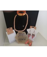 5 Pieces Jewelry Set Peach, 1 x Necklace, 3 x Earrings, 1 x Bangle (98) ... - $17.82 CAD