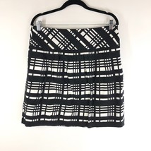 Ann Taylor Skirt A Line Pleated Geometric Black White Cotton 10 - £9.94 GBP