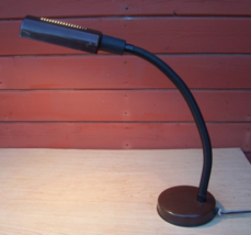 Vintage Veneta Lumi Goose Neck Desk Lamp Made In Italy Brown And Black - £47.34 GBP