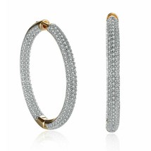 0.60Ct Brilliant Cut D/VVS1 Simulated Diamond White Gold Plated Hoop Earrings - £124.77 GBP