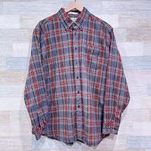 LL Bean Scotch Plaid Flannel Shirt Gray Red Traditional Fit Cotton Mens ... - $44.54