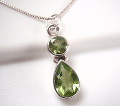 Very Small Faceted Peridot 925 Sterling Silver Pendant - £17.97 GBP