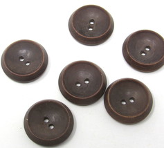 6 Brown 2 Hole Buttons Plastic 1&quot; Vintage Middle Scooped Out Shawl US Se... - £7.78 GBP