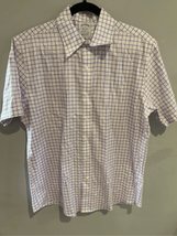 BROOKS BROTHERS Plaid Button Down Shirt-15.5/34 Medium White Purple - $22.00