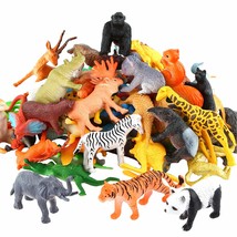 Animals Figure,54 Piece Mini Jungle Toys Set, Realistic Wild Vinyl Plastic Anima - £15.65 GBP