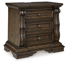 Maylee - Dark Brown - Three Drawer Night Stand - £308.35 GBP