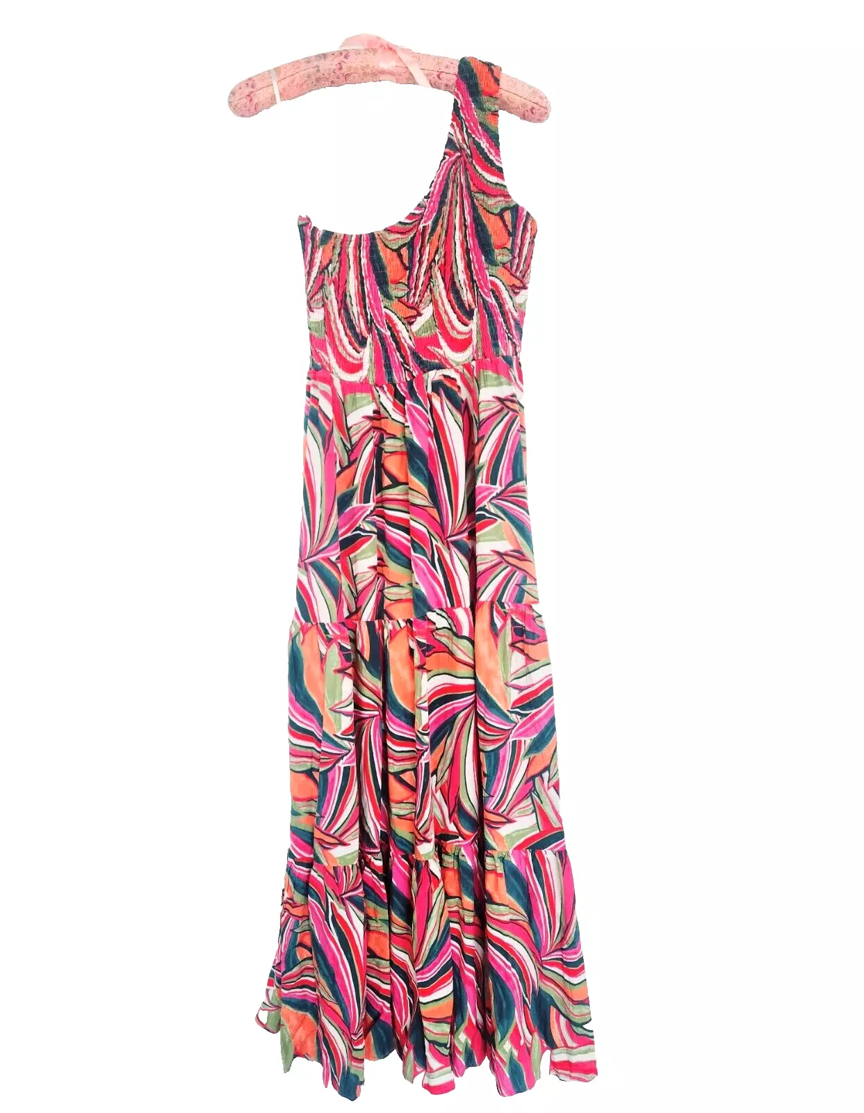 NEW Anthropologie Abel the Label One Shoulder Tiered Swing Farm Rio Maxi... - $138.35 CAD