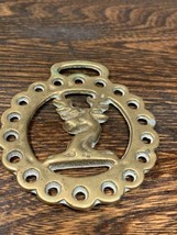 Vintage UK Stag Head Horse Brass Rustic Cottagecore - $19.39
