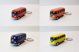 4PC SET: 2.5" Kinsmart 1962 VW Volkswagen Bus Diecast Toy Car Keychain 1:64 - £18.87 GBP