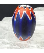 Beautiful 6 layers chevron bead Blue Chevron Glass Bead 41mm x 27mm BIG ... - £52.75 GBP