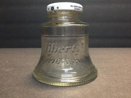 Vintage 1776-1976 Liberty Bell Shaped Clear Glass Spanish Olive Jar with Lid - £6.14 GBP