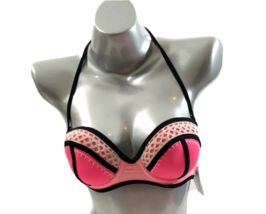 California Waves Bikini Swimsuit Top Medium Pink Crochet Underwire NEW - £11.03 GBP
