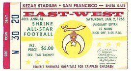 1965 College Football East West Shrine Bowl ticket stub - £54.74 GBP