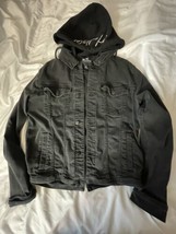 Hollister Faded Black Denim Hoodie Jacket MEDIUM  - £30.56 GBP
