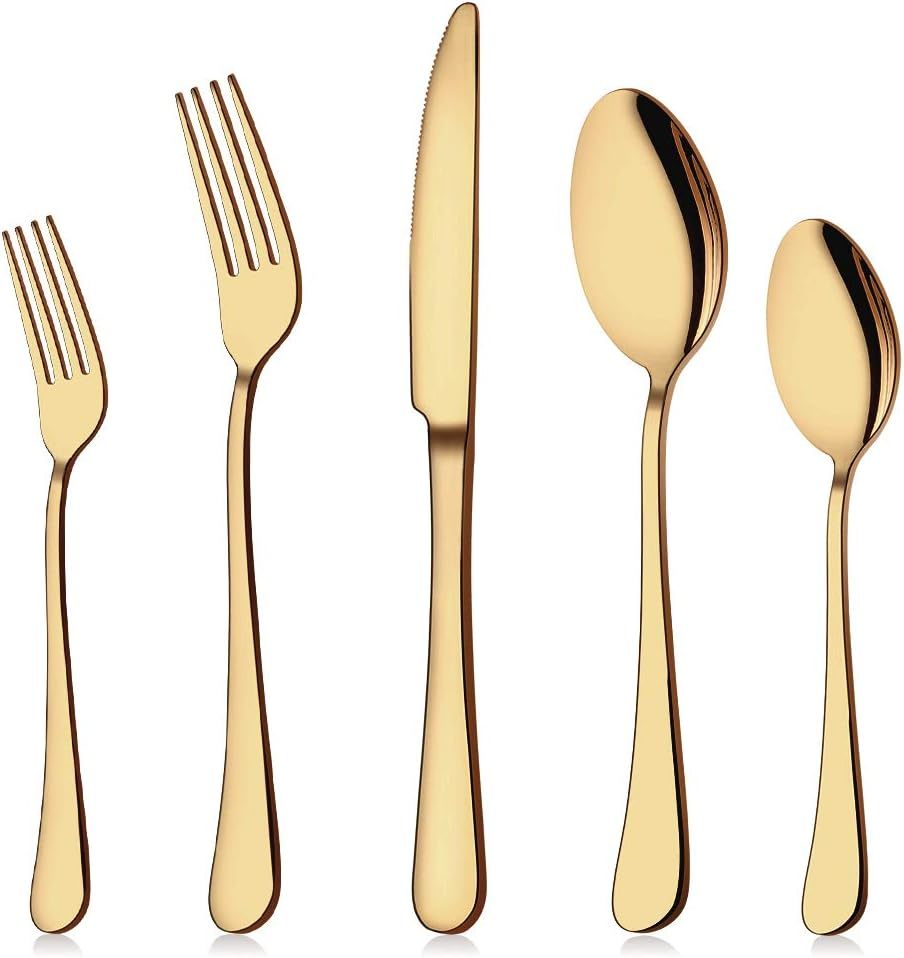 Aisoso Gold Silverware Set, 20-Piece Flatware Set Stainless Steel Cutlery - $39.99