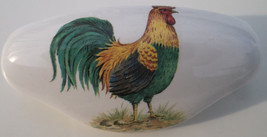 Ceramic Cabinet Drawer Pull Rooster Green and Yellow Chicken - $8.41
