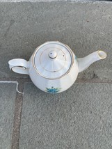 Vintage Ellgreave Teapot Genuine Ironstone England Baby Blue Floral Desi... - $79.19