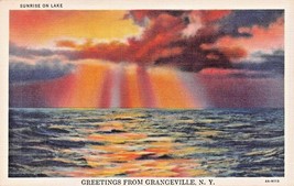Greetings From Grangeville New YORK-BEAUTIFUL Sunrise On Lake Postcard 19 - £3.63 GBP