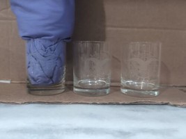 Three Whiskey Glass Tumblers, Etched, US Fidelity And Guidance Company 1896 - $20.79
