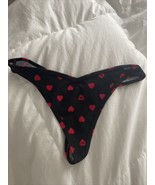 L Victoria&#39;s Secret PINK Sexy Thong Black Panty V-Cut LOGO Valentine Red... - £7.73 GBP