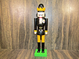 NFL Pittsburgh Steelers Nutcracker Wooden Fig Holiday Christmas Decoration 15&quot; - £23.87 GBP