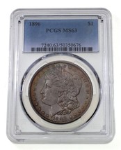 1896 Silber Morgan Dollar Ausgewählten Von PCGS As MS63 ! Cool Felge Toning - £124.15 GBP