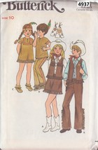 Butterick Pattern 4937 Sz 10 Child&#39;s Cowboy And Native American Costumes Uncut - £2.39 GBP