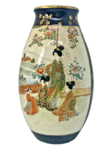 Antique Satsuma Vase Meiji Japan Signed Figures Floral Mt Fugi - $282.15
