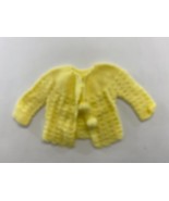 Hand Knitted Baby Girls Yellow Open Knit Pom Pom Tie Cardigan Sweater - $10.86 CAD