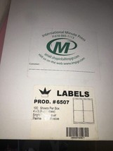 international minute press labels 6507 4x5 100 sheets - £30.48 GBP