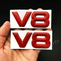 2x  Red V8 Vntage Car Auto Trunk  Rear Emblem  Decals Sticker V6 - £75.95 GBP
