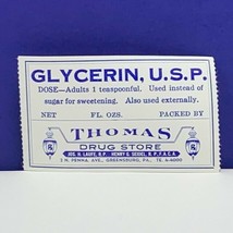 Drug store pharmacy ephemera label advertising Thomas Greensburg PA Glyc... - £9.34 GBP