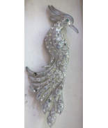 Vintage Bird of Paradise Peacock Clear Crystal Rhinestone Brooch unbrand... - £14.58 GBP