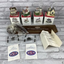 The Americana Collection Display Shelf 4 Houses 10 Pewter Figures New Old Stock - £22.73 GBP