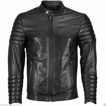Leather Jacket For Men 100% Genuine Slim Fit Black Leather Jacket - £143.54 GBP