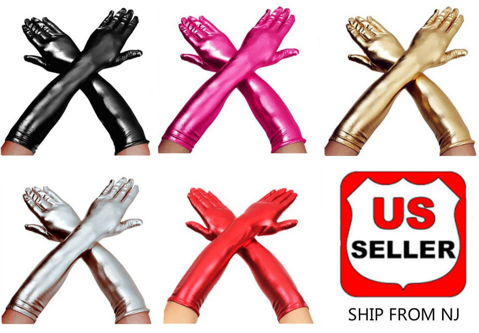 Women's 17 " Long Satin Cosplay Halloween Party Finger Gloves