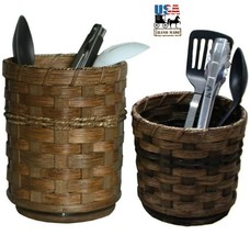 Revolving Basket Caddy - Hand Woven Kitchen Desk Organizer 2 Sizes &amp; 13 Finishes - £47.13 GBP+