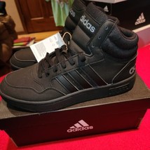 New Adidas Hoops 3.0 Mid Mens Size 8 Black/Black/Grey GV6683 Sneakers Shoes - £43.47 GBP