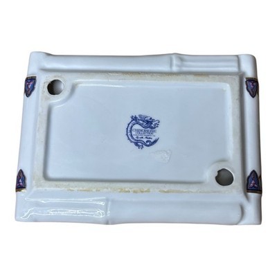 Elizabeth Arden CHINOISERIE Ceramic Rectangle Soap Dish Gold Accents 6" x 4-1/4" Item image 10