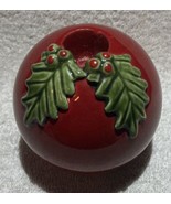 Hand Painted Round Red Holly Berry Candle Holder Made In Portugal - €6,92 EUR